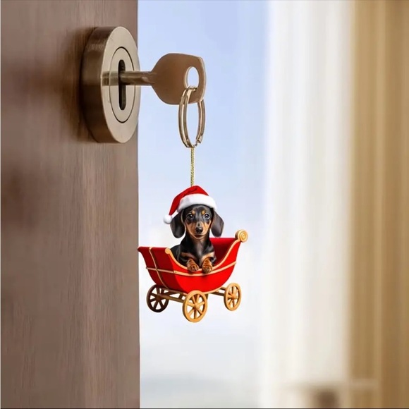 ❤️ Christmas Dachshund Puppy Dog Pendant - Stylish Car Charm & Festive Ornament - Picture 4 of 5